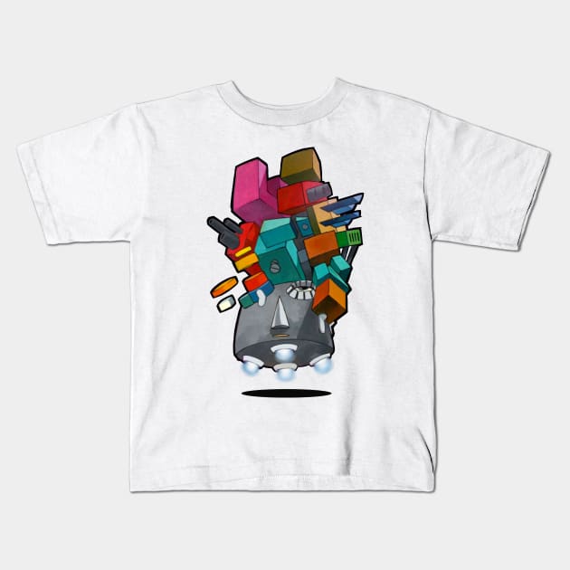 Robot head, strategist or a head full of junk Kids T-Shirt by BatistaStudio